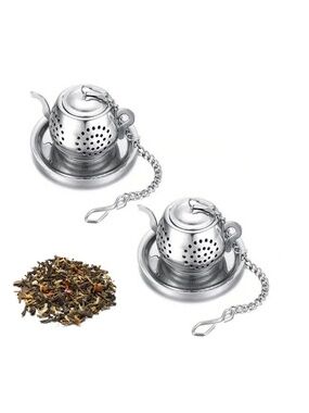 Tea Pot Design Stainless Steel Mesh, Tea Ball, Tea Infuser, 2pcs Set